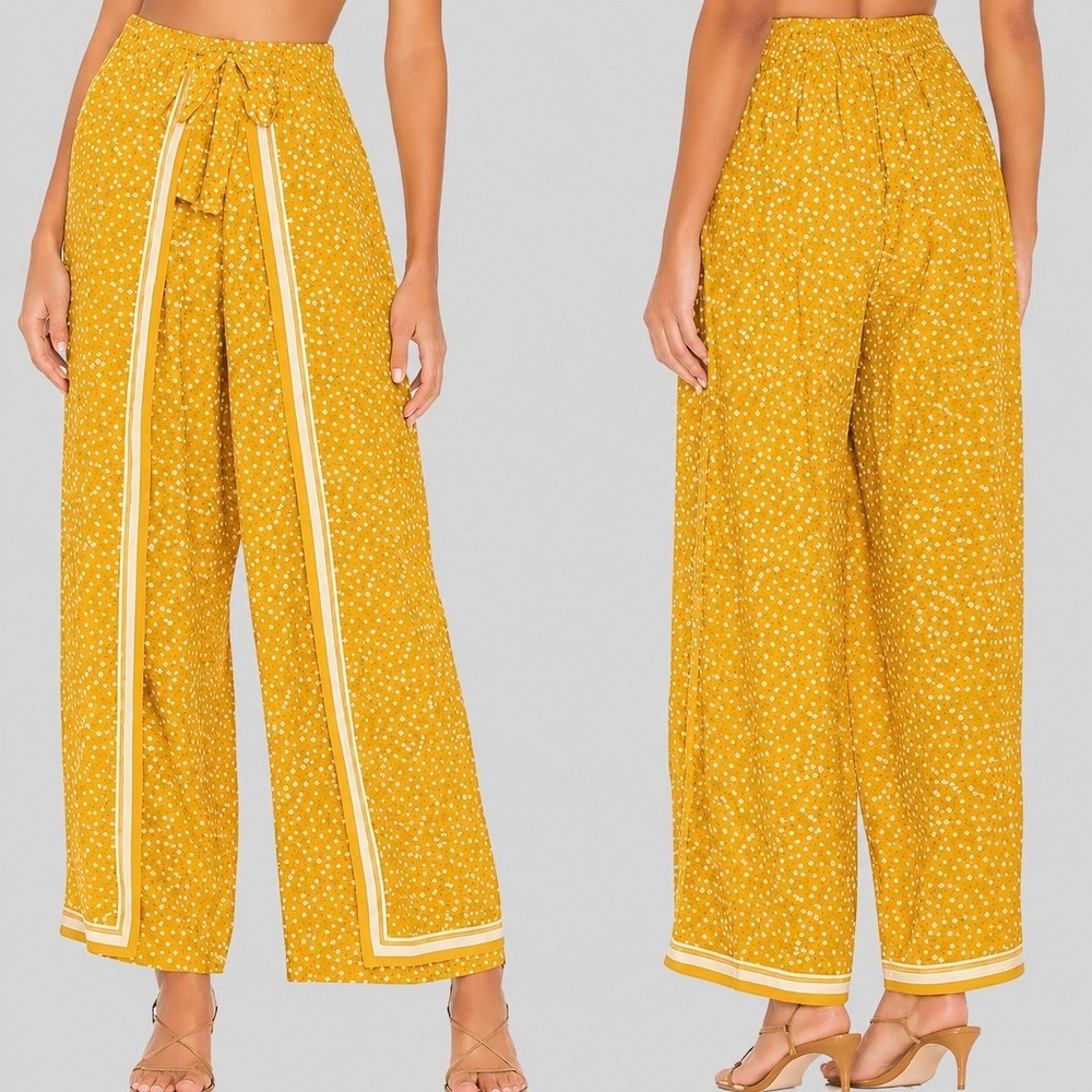 CLEOBELLA NEW Revolve Laura Marigold Tie Waist Wide Leg Pants SZ Small
